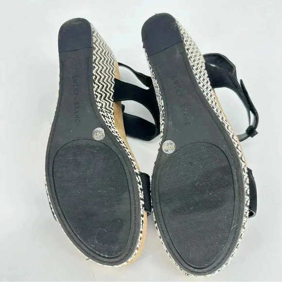 Lucky Brand Kollia Leather Platform Wedge Sandal Black - Picture 5 of 8